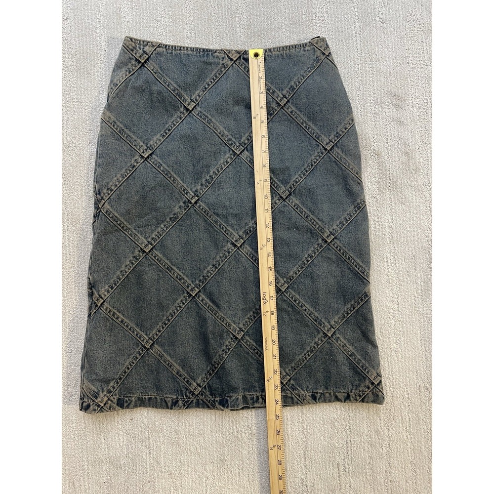 Newport News Jeanology Collection Denim Patch Skirt Jean Vintage Y2K Size 8 - Picture 2 of 7